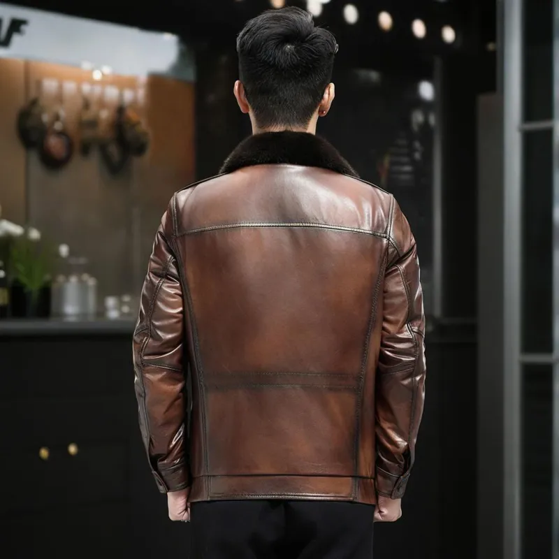 Devanro Genuine Leather Jacket Men's Classic Black-1
