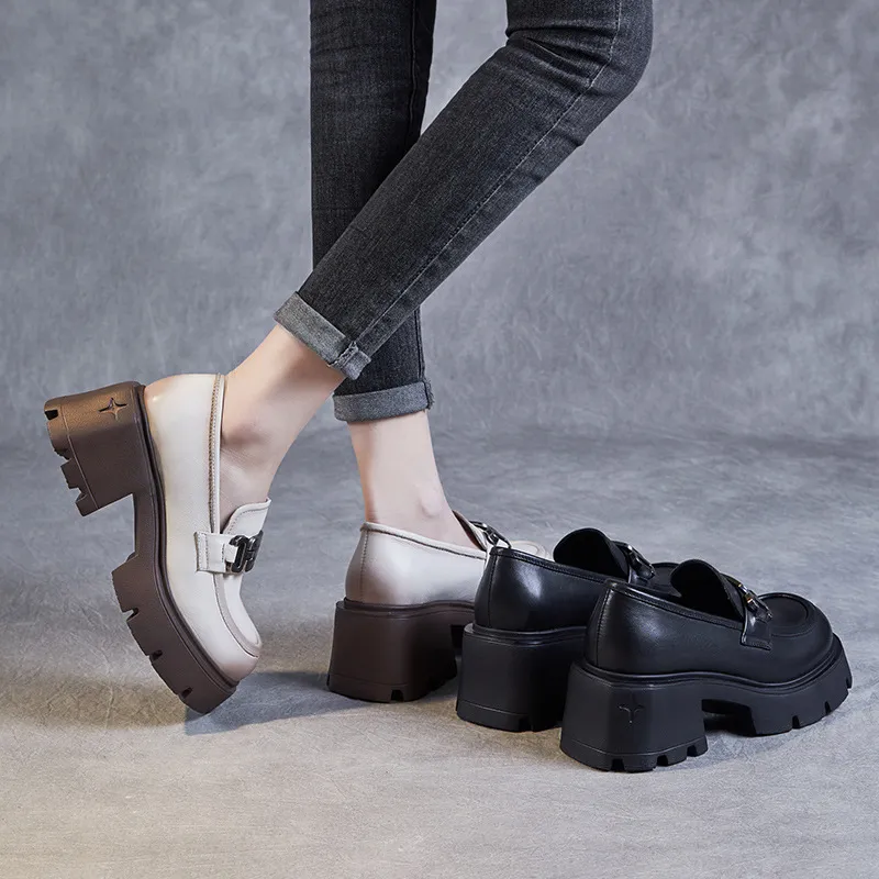 Devanro Chunky Heel High Heels 7.0cm Women's-10