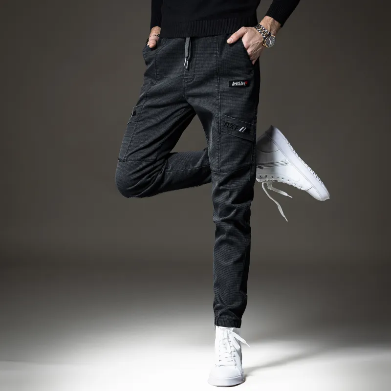 Devanro Casual Pants Men's Black Gray Color-4
