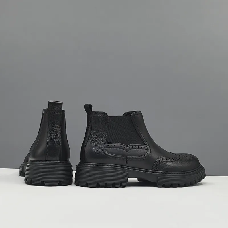 Devanro Short Chelsea Boots 3cm Men's Black-3