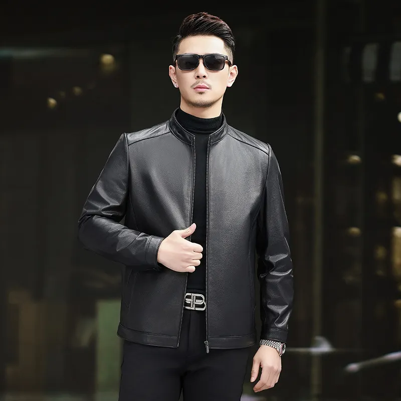 Devanro Leather Jacket Men's Black-2