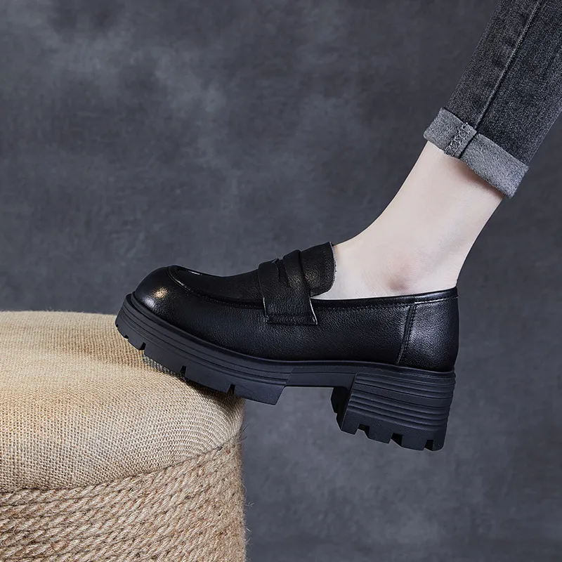Devanro Loafers 5.0cm Women's Black-4