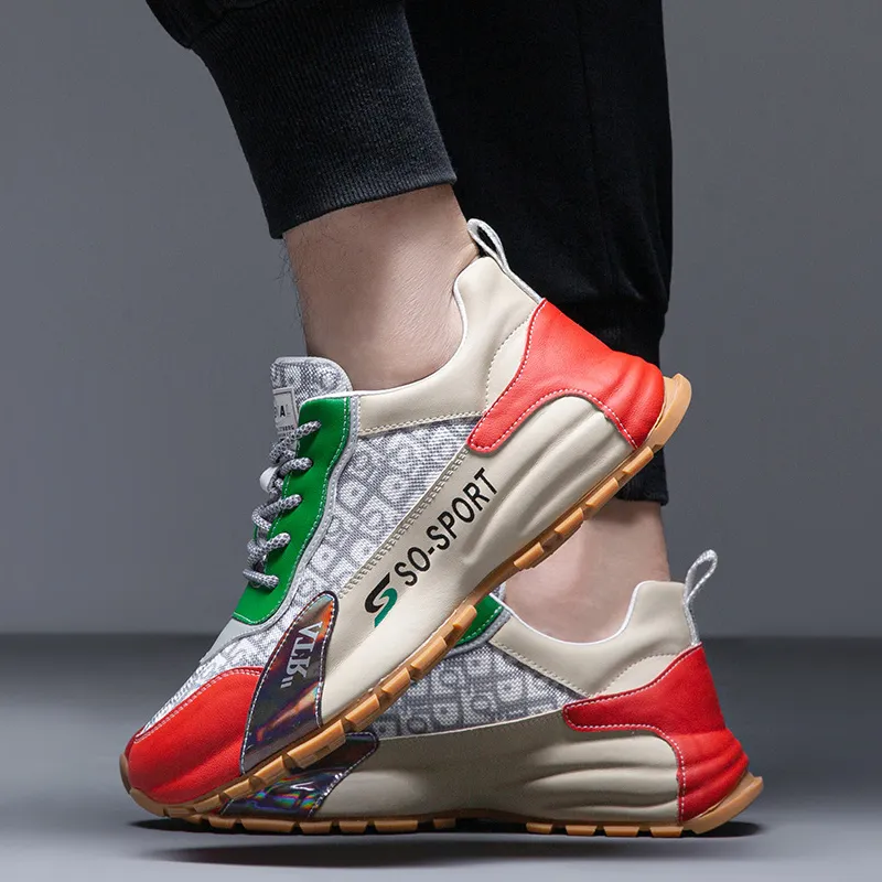 Devanro Platform Chunky Sneakers Height Increasing Wear-Resistant Breathable Slip-Resistant Low-Top Casual Shoes Men's-9