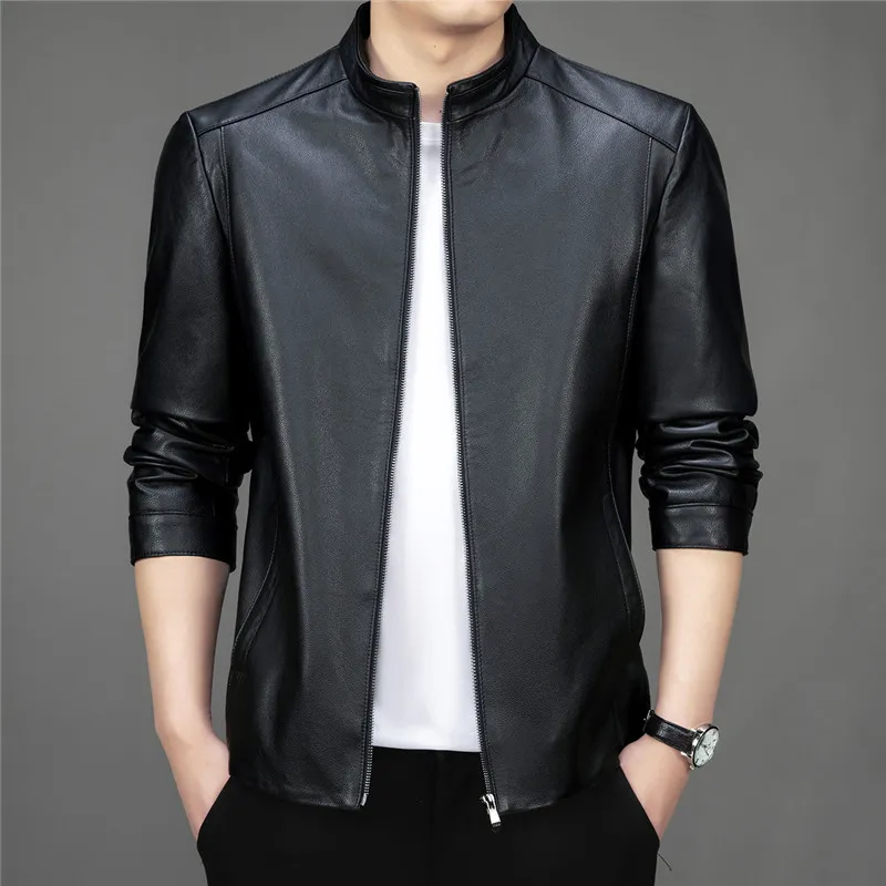 Devanro Leather Jacket Men's Black-1