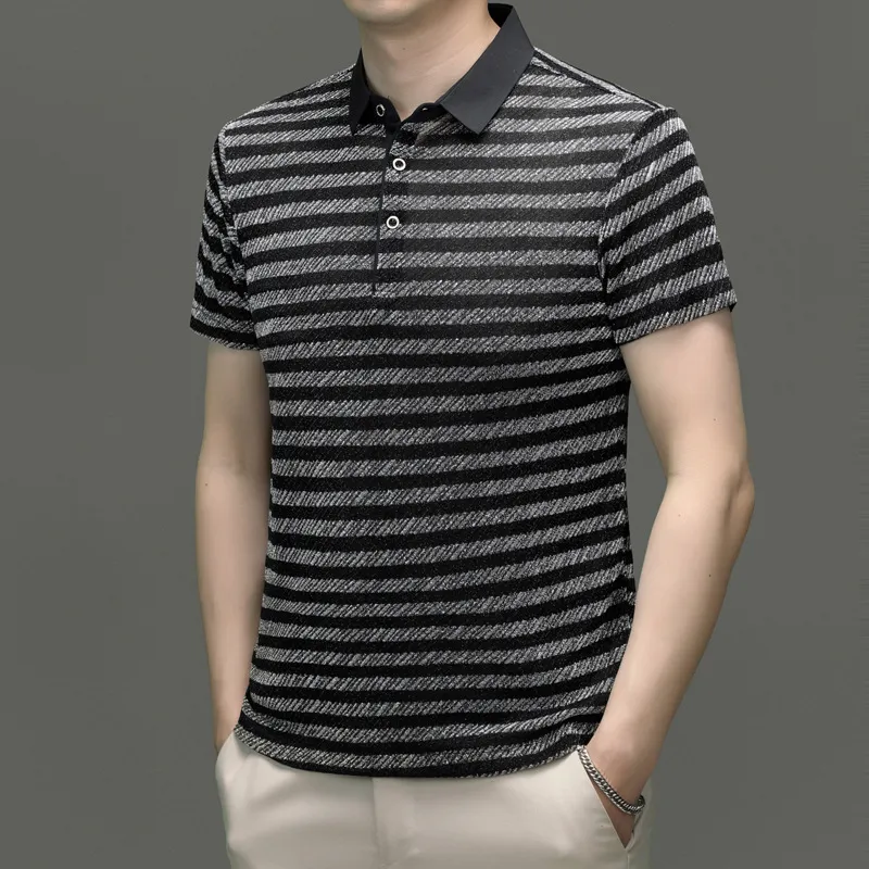 Devanro Polo Shirt Men's Black White-1