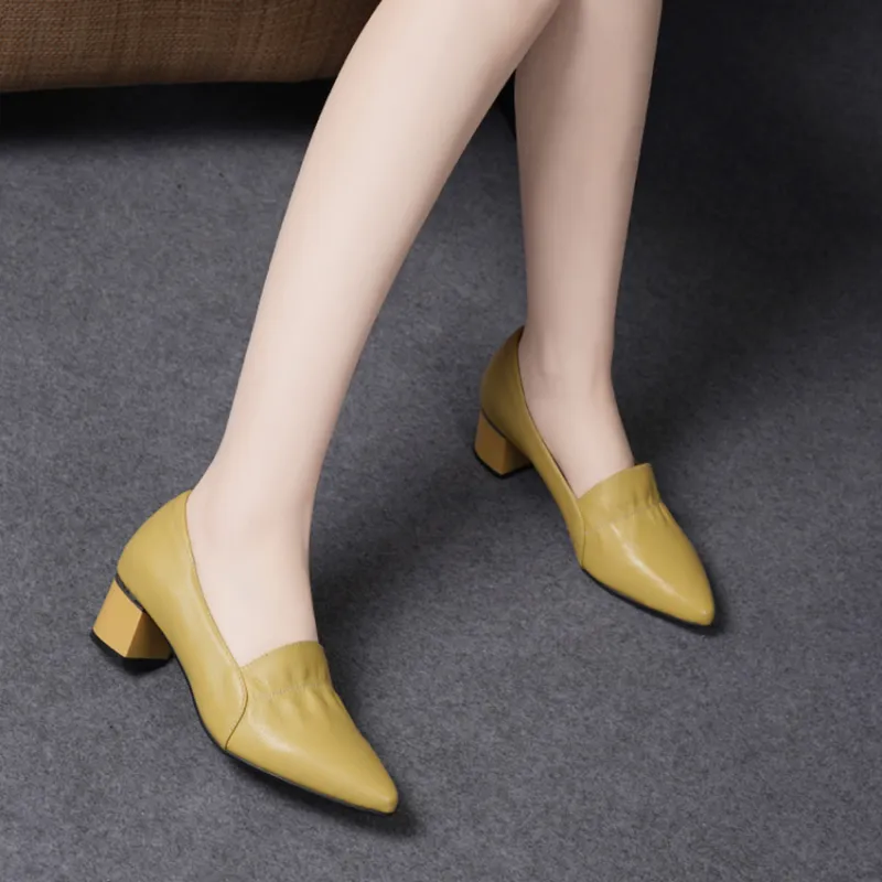 Devanro Chunky Heel High Heels 5.0cm Women's-12