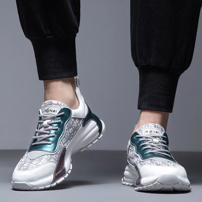 Devanro Platform Chunky Sneakers Height Increasing Wear-Resistant Breathable Slip-Resistant Low-Top Casual Shoes Men's-4