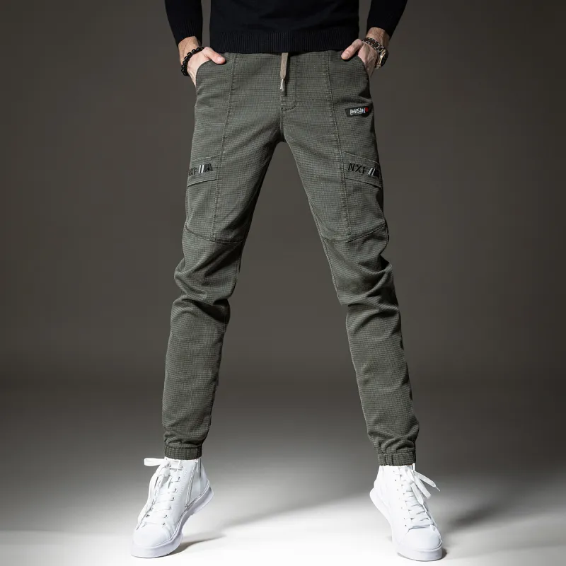 Devanro Casual Pants Men's Black Gray Color-6