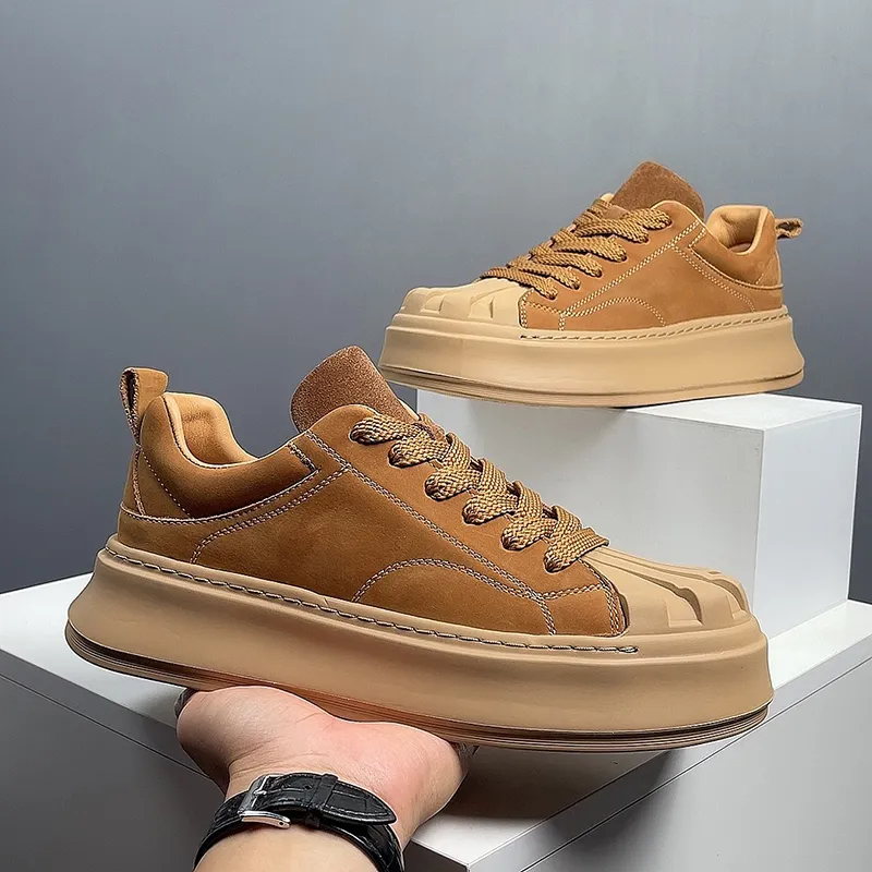 Devanro Height Increasing Wear-Resistant Breathable Slip-Resistant Low-Top Skateboard Shoes Men's-5