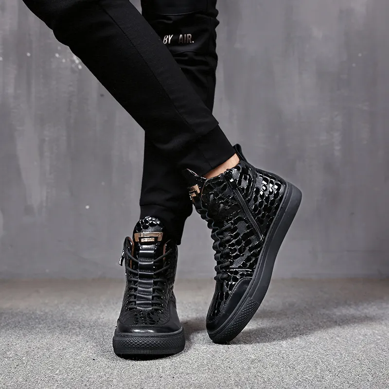 Devanro High Top Skateboard Shoes Men's Black-4