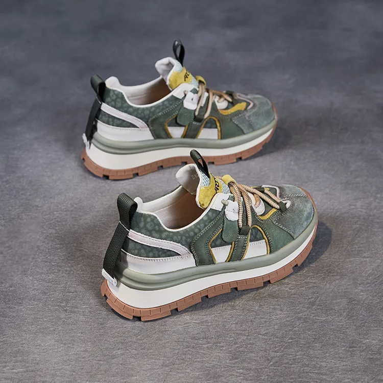 Devanro Height Increasing Wear Resistant Breathable Slip Resistant Low Top Chunky Sneakers Women's-3