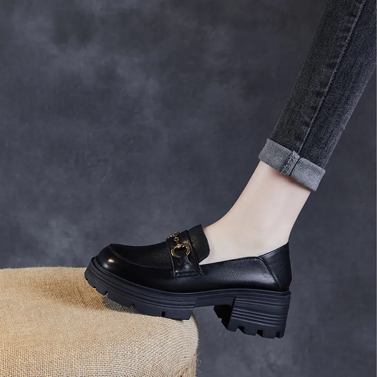 Devanro Loafers 5.5cm Women's Black-6