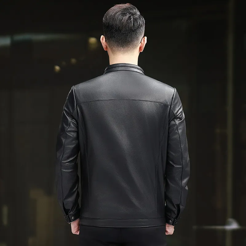 Devanro Leather Jacket Men's Black-1