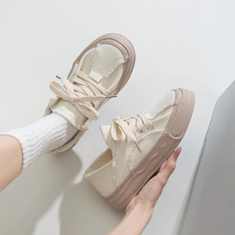 TUOPIN Dissolve Wasteland Style Wear-Resistant Height Increasing Low-Top Canvas Shoes Unisex-12