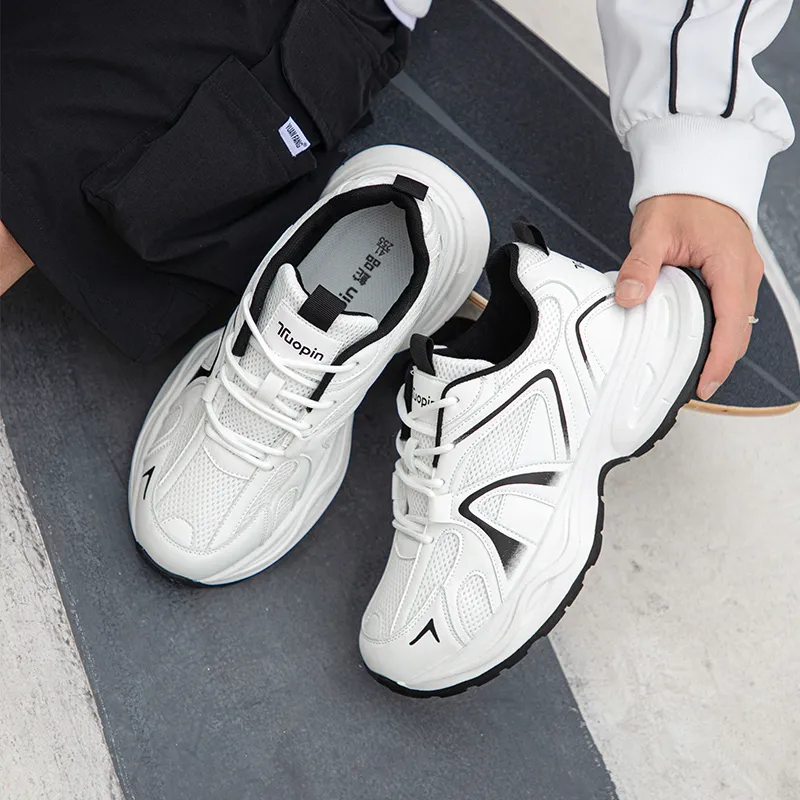 TUOPIN Height Increasing Abrasion Resistant Breathable Low Top Chunky Sneakers Unisex-32