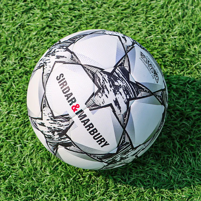 SIRDAR Size 5 Soccer PU Machine Stitched Soccer Ball Unisex Black Gray Color-4