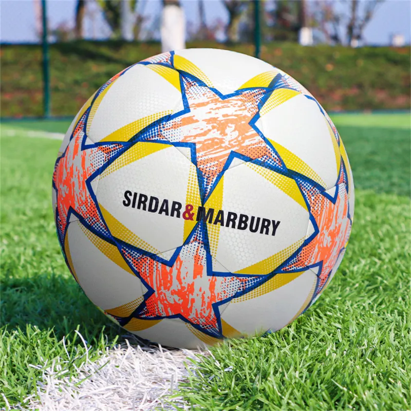 SIRDAR Size 5 Size 4 Soccer PU Seamless Thermal bonding Unisex Five Pointed Star Orange-4