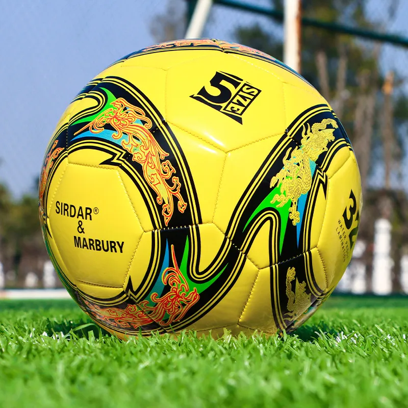 SIRDAR Size 5 Soccer PVC Machine Stitched Soccer Ball Unisex Yellow-5