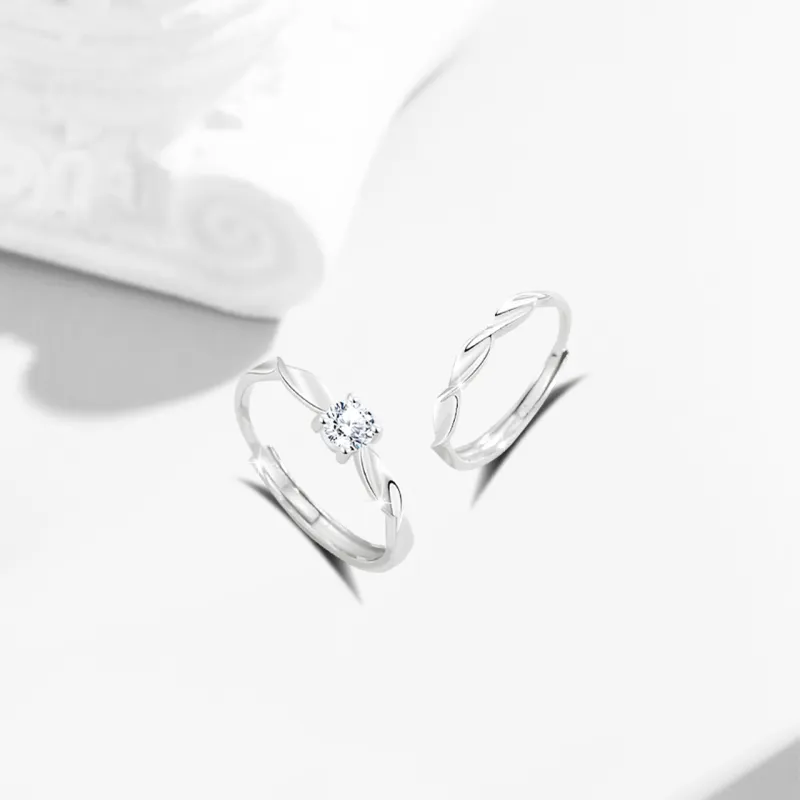 COPI 999 Fine Silver Synthetic Cubic Zirconia Rings Unisex-1