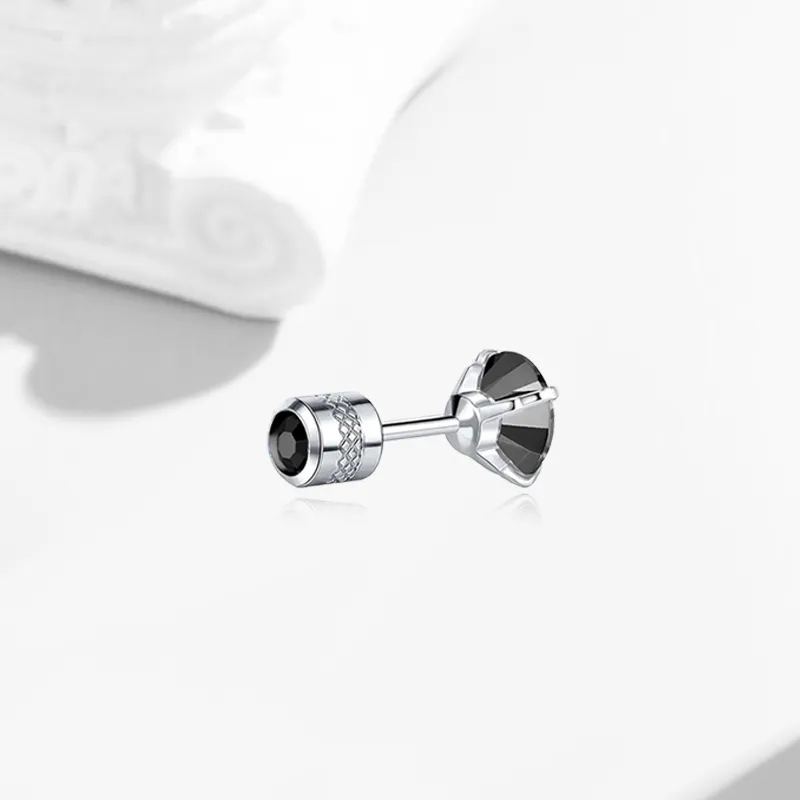 COPI Titanium Steel Combined Into Cubic Zirconia Stud Earrings Unisex-2