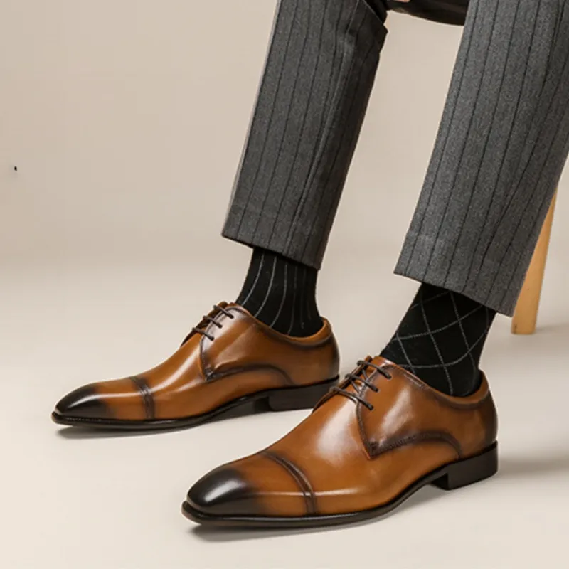 ASTON M.JAZZ Dress Shoes Men Low Top Black/Brown/Coffee-6