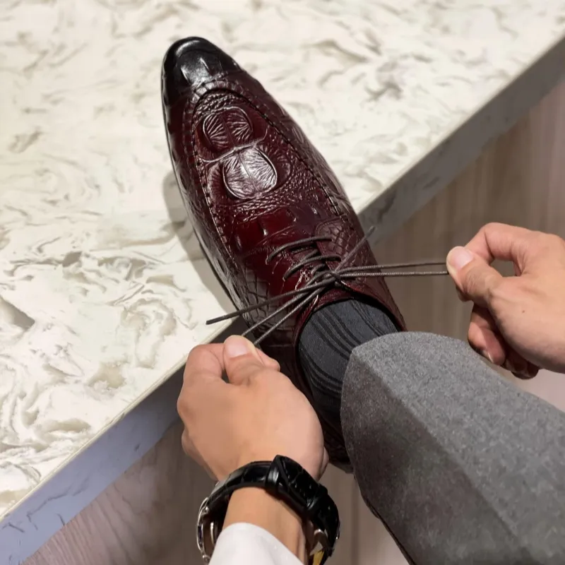 ASTON M.JAZZ Dress Shoes Men Low Top Black/Burgundy/Brown-12