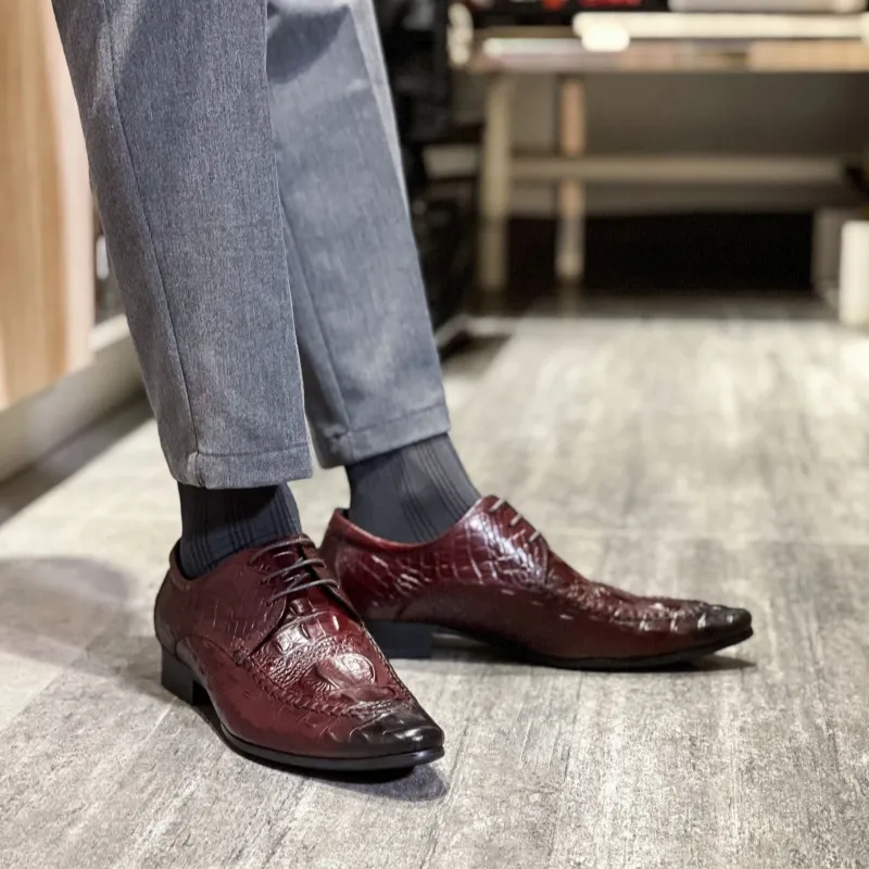 ASTON M.JAZZ Dress Shoes Men Low Top Black/Burgundy/Brown-10
