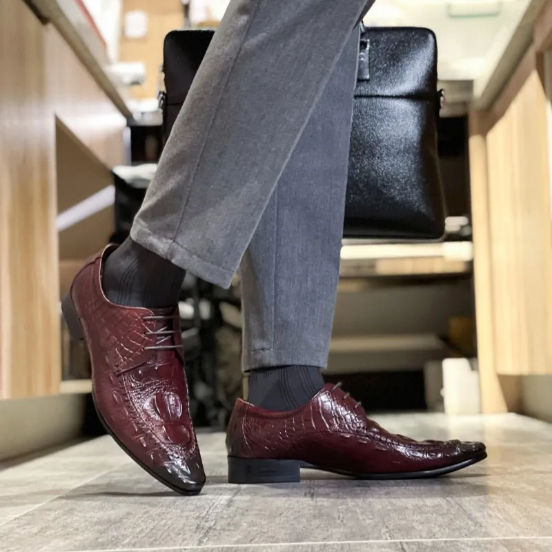 ASTON M.JAZZ Dress Shoes Men Low Top Black/Burgundy/Brown-13