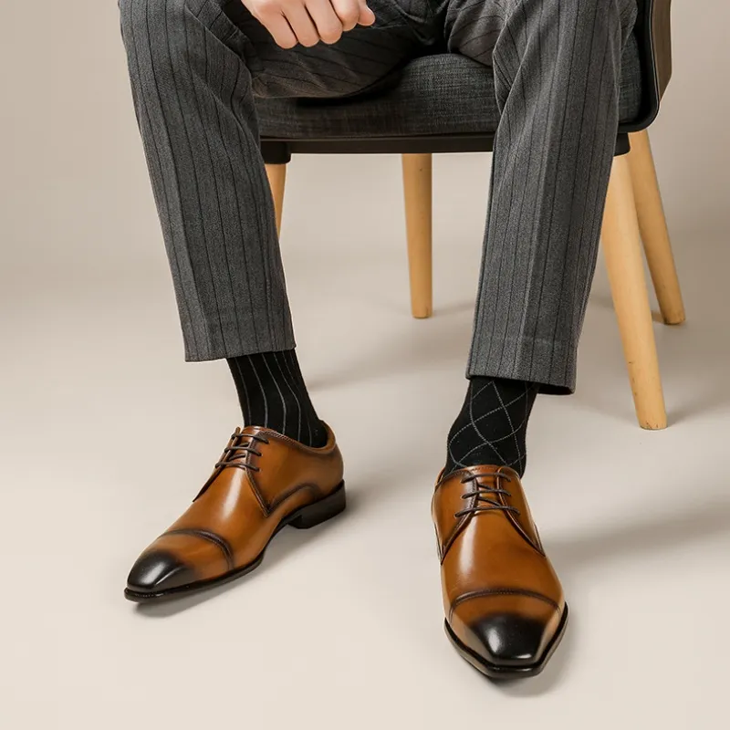 ASTON M.JAZZ Dress Shoes Men Low Top Black/Brown/Coffee-7