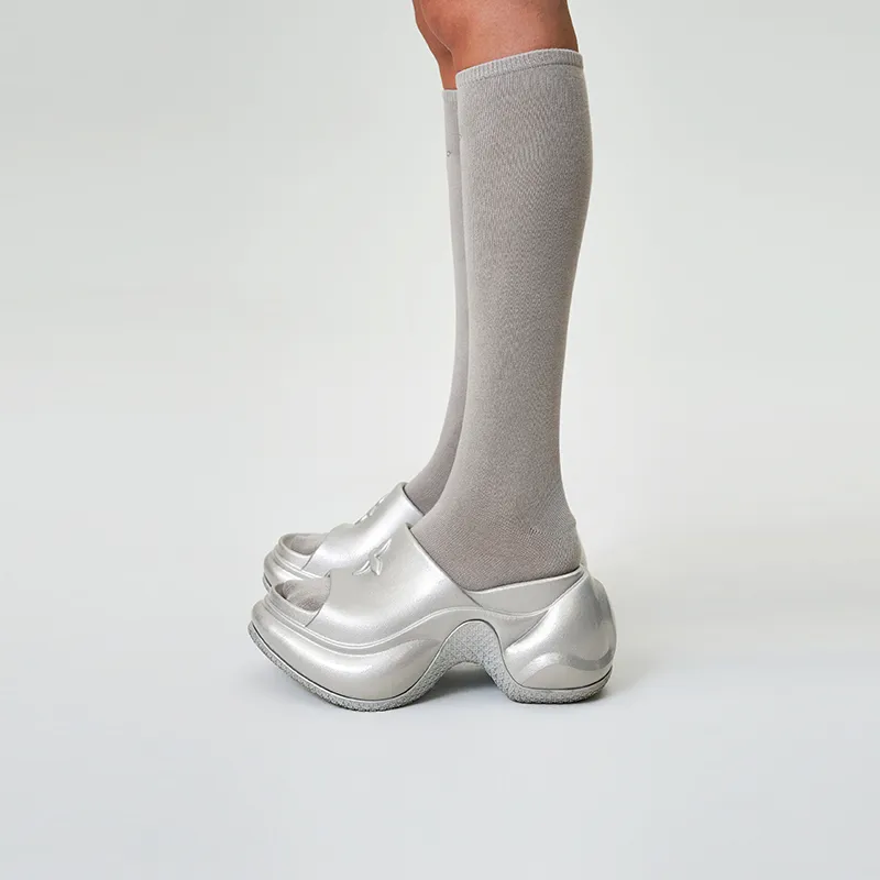 SMFK Abrasion Resistant Slide Slippers Women's Starry Silver-5