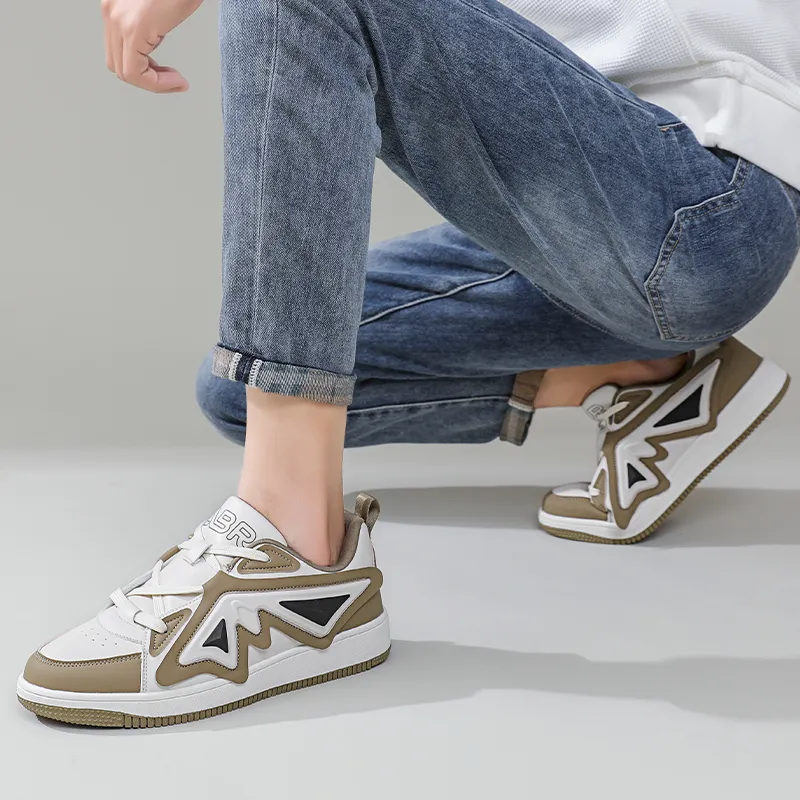 ABIDJAN Low-Top Skateboard Shoes Unisex Gray Khaki Black White-5