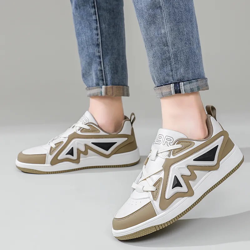 ABIDJAN Low-Top Skateboard Shoes Unisex Gray Khaki Black White-7