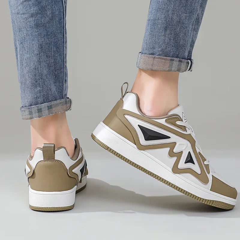 ABIDJAN Low-Top Skateboard Shoes Unisex Gray Khaki Black White-8