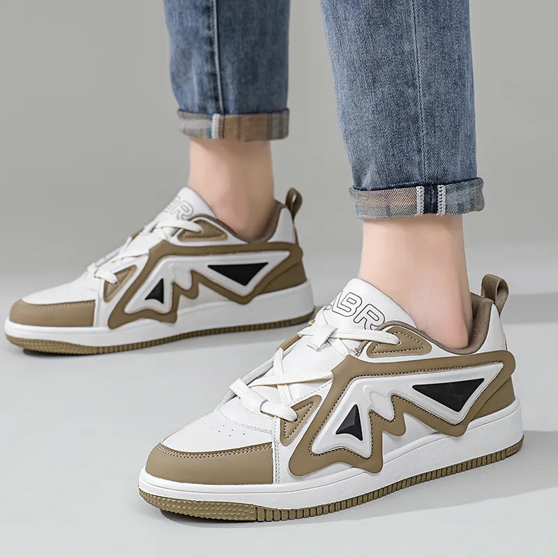 ABIDJAN Low-Top Skateboard Shoes Unisex Gray Khaki Black White-6