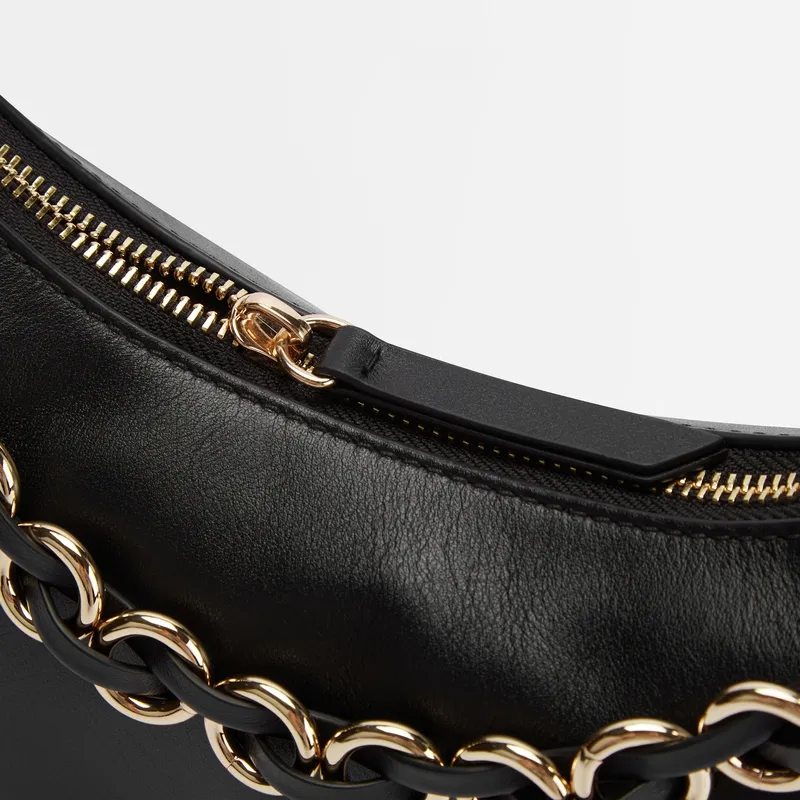 Tommy Hilfiger Cow Leather Crossbody Bag Medium Size Women's Black-4
