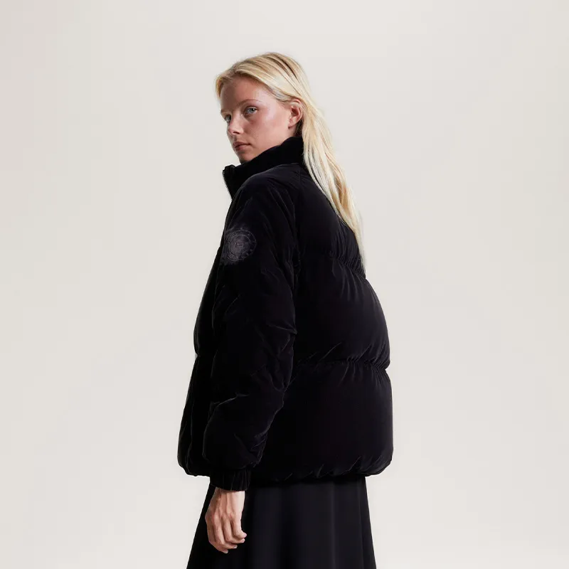 Tommy Hilfiger High-neck Velvet Puffer Jacket-3