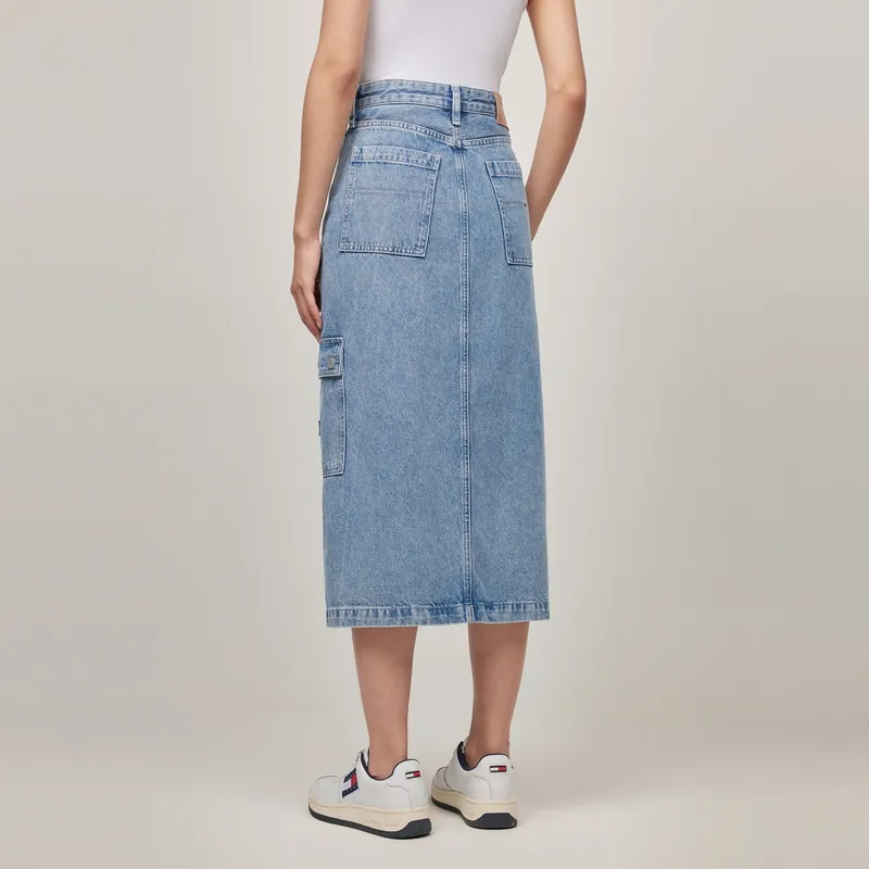 Tommy Hilfiger Denim Long Skirt Women's Denim Blue-3