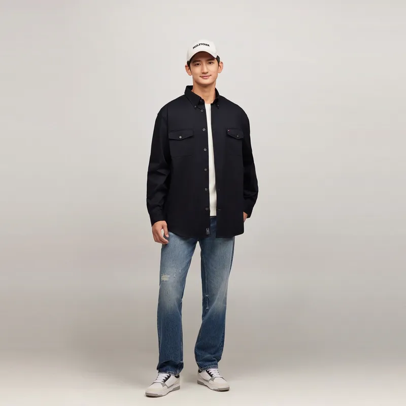 Tommy Hilfiger Shirt Coat Men's Navy Blue-4