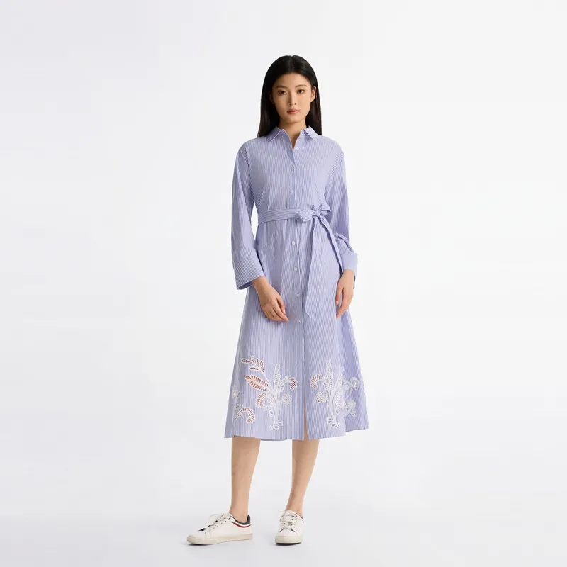 Tommy Hilfiger Long Sleeved Dress Women's Blue White Stripes-2