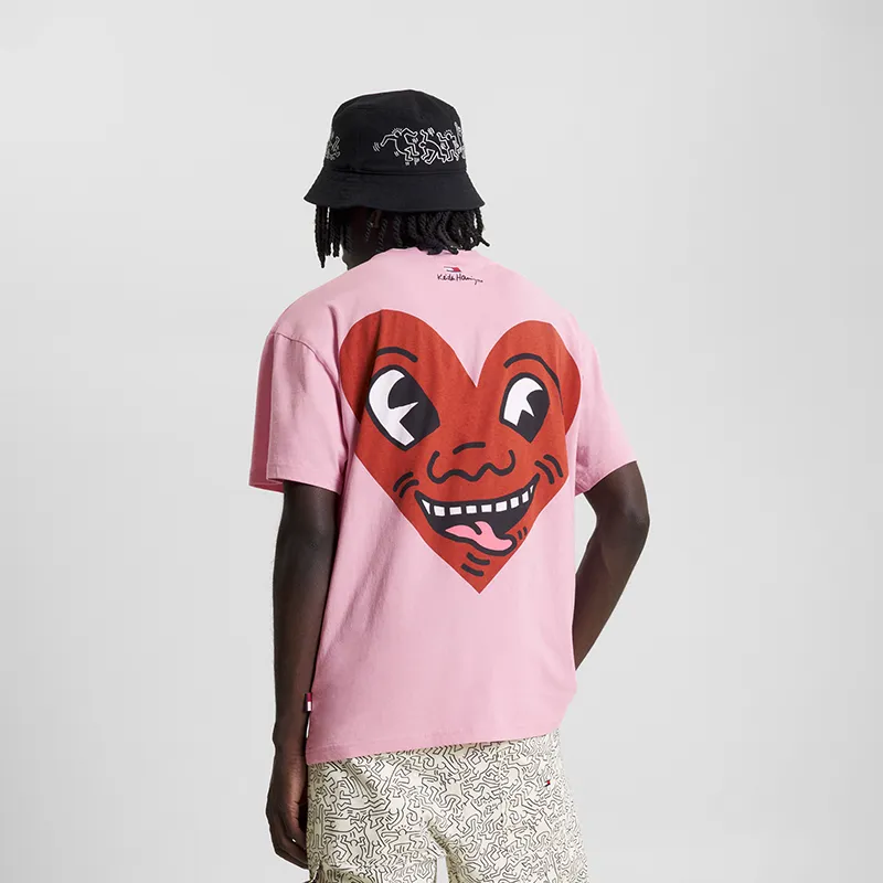Keith Haring X Tommy Hilfiger Tommy Hilfiger X Keith Harlem Co authored Series T Shirts Unisex Light Pink VEA-6