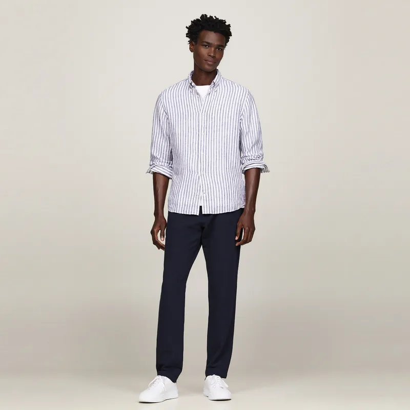 Tommy Hilfiger Shirt Men's Blue White Stripes-4