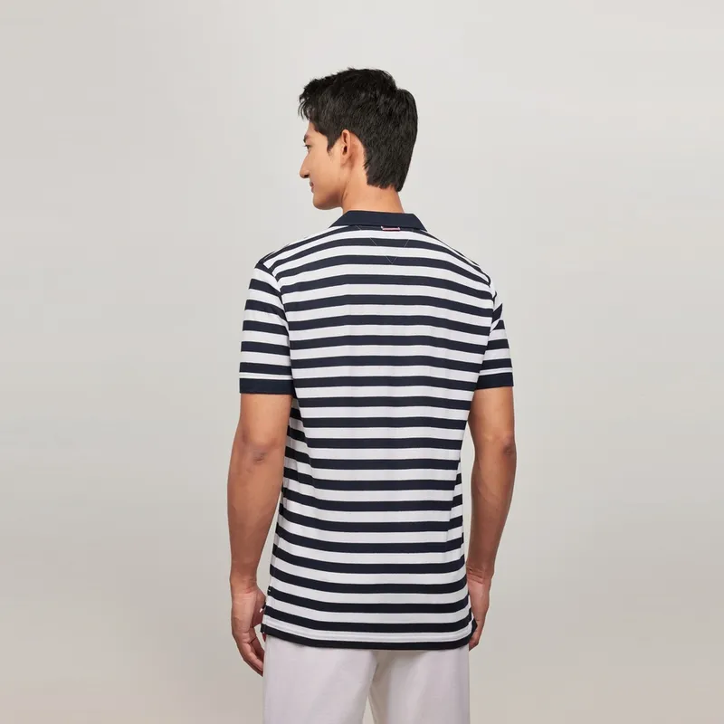 Tommy Hilfiger Polo Shirt Men's Black White Stripes-3