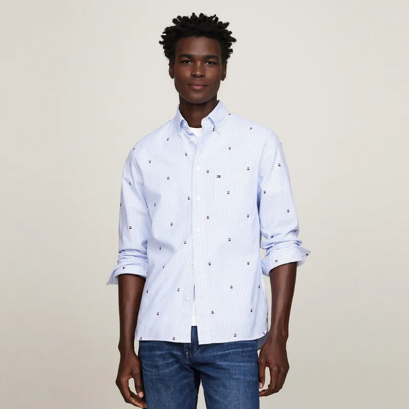 Tommy Hilfiger Shirt Men's Blue White Stripes-2