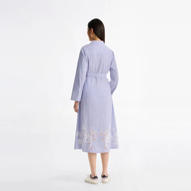 Tommy Hilfiger Long Sleeved Dress Women's Blue White Stripes-3