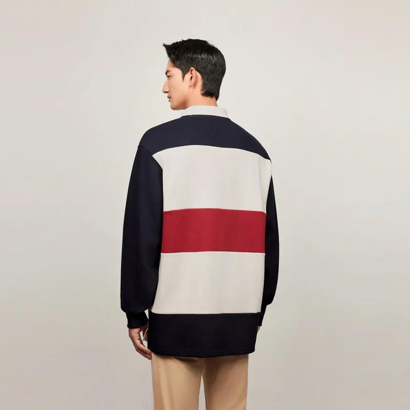 Tommy Hilfiger Polo Shirt Men's White Navy Blue Red Multicolor-3