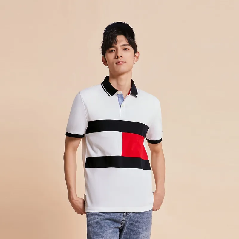 Tommy Hilfiger Polo Shirts Men Red, White, Blue & Multicolor YBR-2