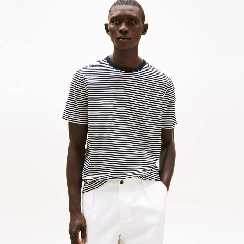 Tommy Hilfiger T Shirt Men's Black White Stripes Z00-2
