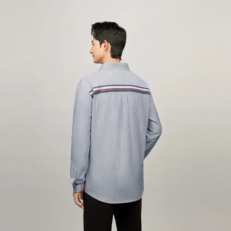 Tommy Hilfiger Shirt Men's Blue White Stripes-3