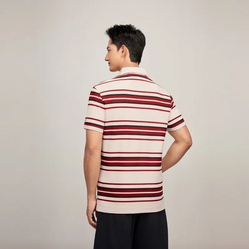 Tommy Hilfiger Polo Shirt Men's Beige White Red-3