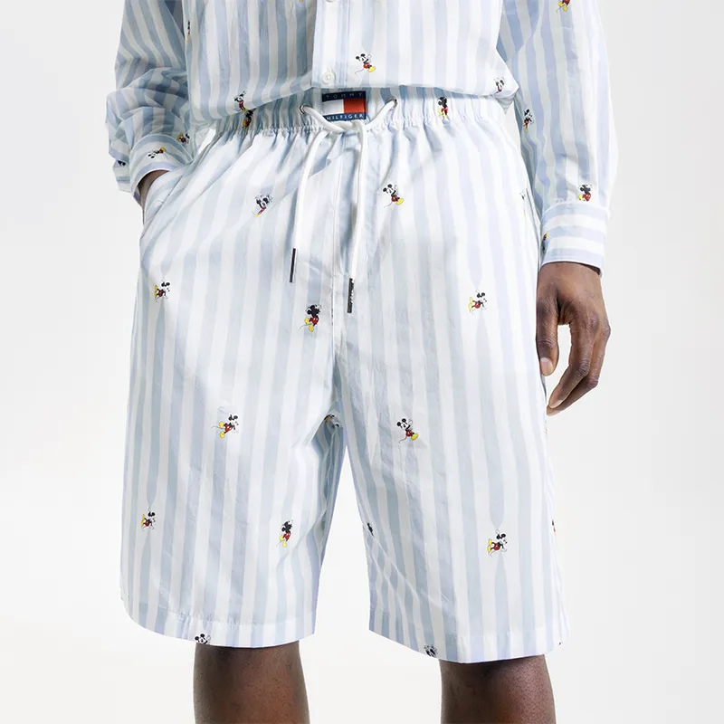 Disney X Tommy Hilfiger Tommy Hilfiger X DISNEY Co-branded Series Casual Shorts Unisex Light Blue White Stripes 0A4-2